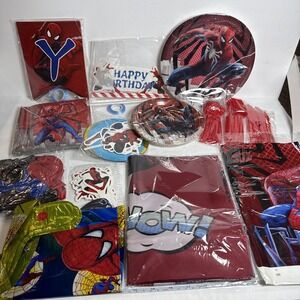 Spiderman Birthday Party Supplies Table Setting For 10 Banner Balloons Decor NEW
